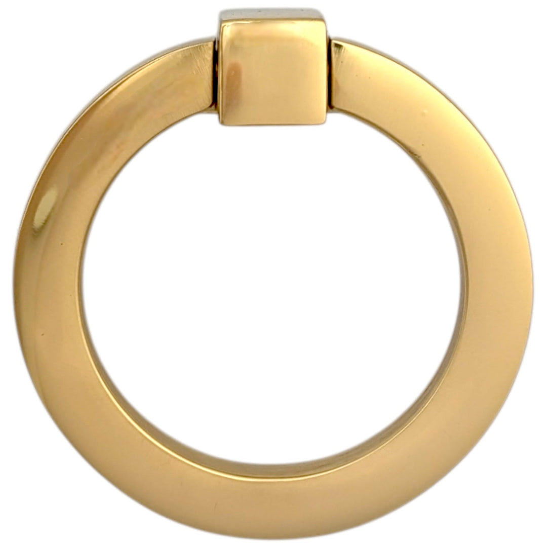 3 Inch Mission Style Solid Brass Drawer Ring Pull (Polished Brass)