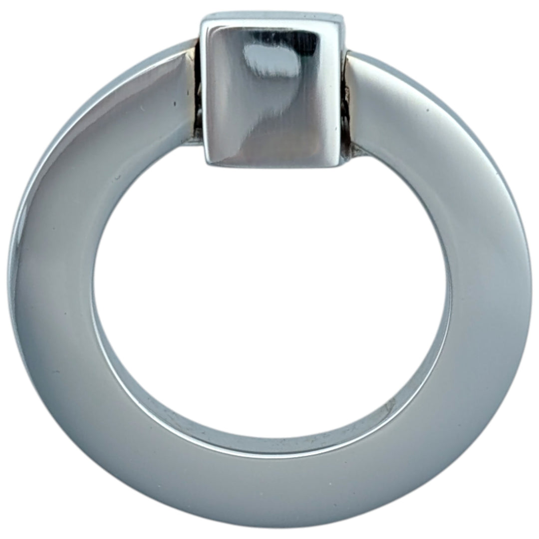 2 Inch Mission Style Solid Brass Drawer Ring Pull Hand Wrought (Polished Chrome)