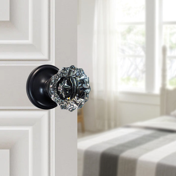 COPPER MOUNTAIN HARDWARE Regency Fluted Glass Door Knob with Victorian Rosette