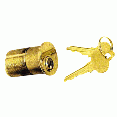 Pair Solid Brass 1 1/2 Inch Long Single Lock Cylinder (Polished Brass Finish) COPPER MOUNTAIN HARDWARE