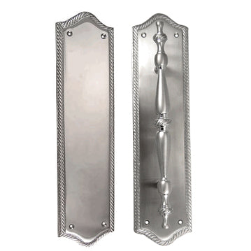 12 Inch Georgian Oval Roped Style Door Pull & Plate Set (Satin Nickel Finish) COPPER MOUNTAIN HARDWARE