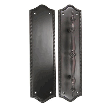 12 Inch Georgian Oval Roped Style Door Pull & Plate Set (Black Bronze Finish) COPPER MOUNTAIN HARDWARE