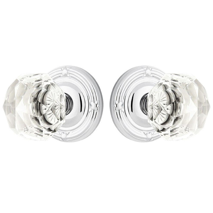 Emtek Diamond Crystal Door Knob Set With Ribbon & Reed Rosette (Several Finish Options) EMTEK