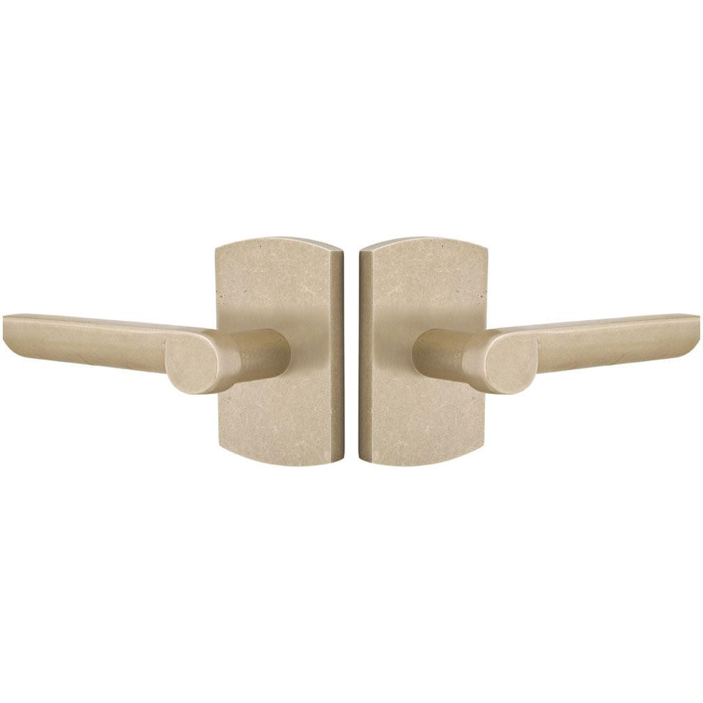 Solid Brass Sandcast Aurora Lever With Rounded Rectangular Rosette EMTEK