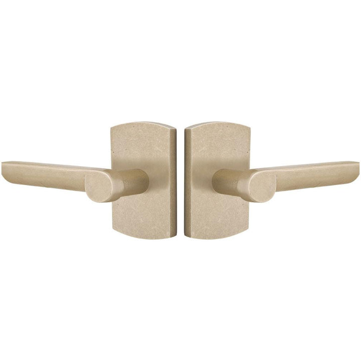 Solid Brass Sandcast Aurora Lever With Rounded Rectangular Rosette EMTEK