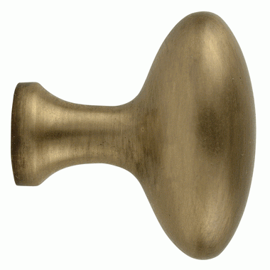 1 1/2 Inch Heavy Traditional Solid Brass Egg Cabinet Knob (Antique Brass Finish) COPPER MOUNTAIN HARDWARE