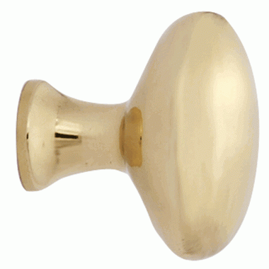 1 1/2 Inch Heavy Traditional Solid Brass Egg Cabinet Knob (Lacquered Brass Finish) COPPER MOUNTAIN HARDWARE