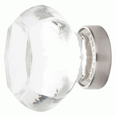 1 1/4 Inch Old Town Clear Cabinet Knob (Brushed Nickel Finish) EMTEK