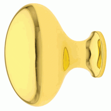 Emtek 1 1/4 Inch Solid Brass Egg Cabinet Knob (Polished Brass Finish) EMTEK