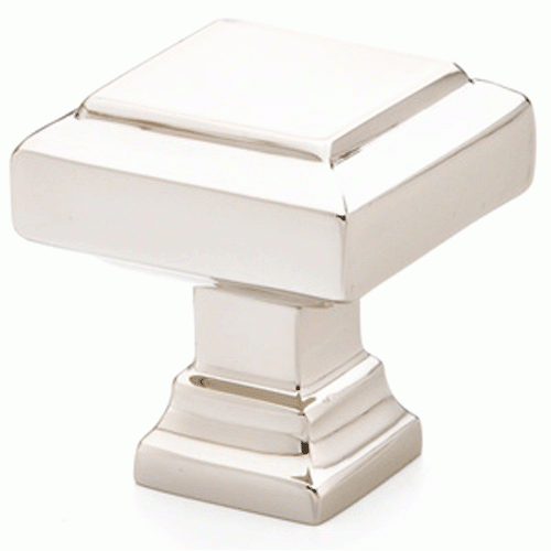 Emtek 1 1/4 Inch Solid Brass Geometric Square Knob (Polished Nickel Finish) EMTEK