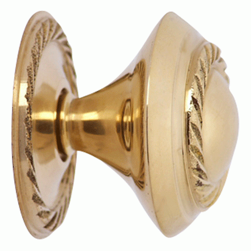 1 1/4 Inch Solid Brass Georgian Roped Round Knob (Lacquered Brass) COPPER MOUNTAIN HARDWARE