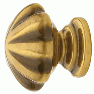 Emtek 1 1/4 Inch Solid Brass Melon Cabinet Knob (Antique Brass Finish) EMTEK