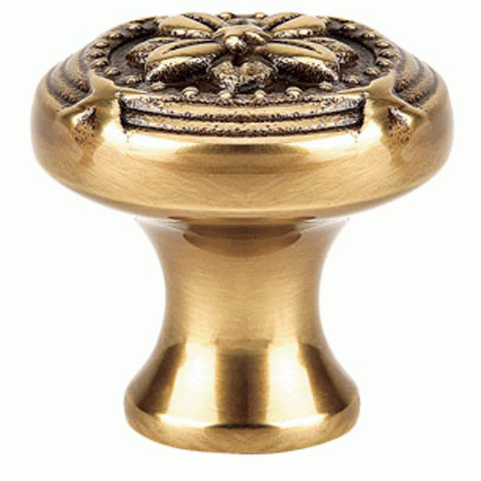 1 1/4 Inch Solid Brass Ribbon & Reed Cabinet Knob (Antique Brass Finish) EMTEK