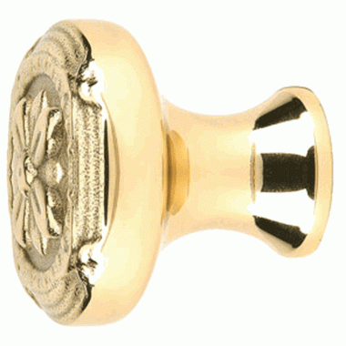 1 1/4 Inch Solid Brass Ribbon & Reed Cabinet Knob (Polished Brass) EMTEK