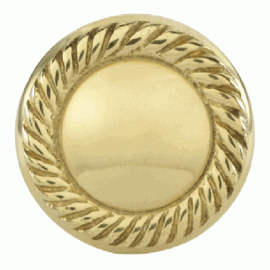 1 1/4 Inch Solid Brass Round Georgian Roped Border Knob (Lacquered Brass Finish) COPPER MOUNTAIN HARDWARE