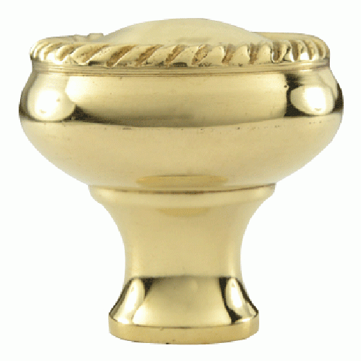 1 1/4 Inch Solid Brass Round Georgian Roped Border Knob (Lacquered Brass Finish) COPPER MOUNTAIN HARDWARE