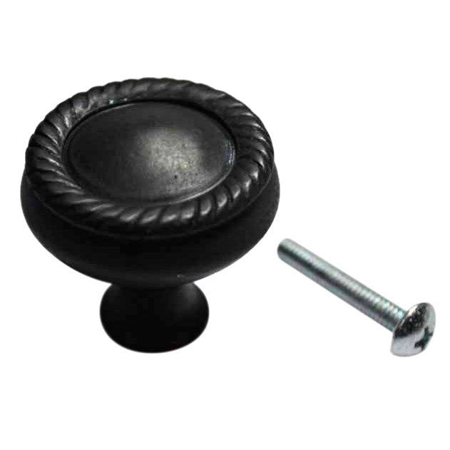 1 1/4 Inch Solid Brass Round Georgian Roped Border Knob (Oil Rubbed Bronze Finish) COPPER MOUNTAIN HARDWARE