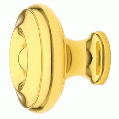 1 1/4 Inch Solid Brass Waverly Cabinet Knob (Polished Brass Finish) EMTEK