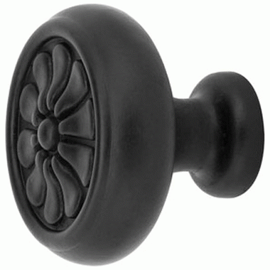 Emtek 1 1/4  Inch Tuscany Bronze Petal Knob (Flat Black) EMTEK