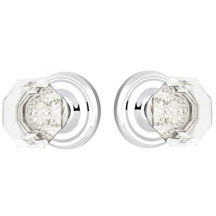 Emtek 820OT Old Town Clear Crystal Door Knob Set with Brass Rosette Polished Chrome Knobset EMTEK