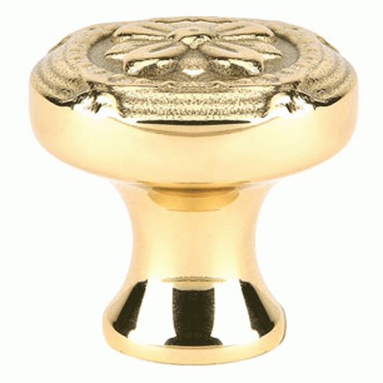 Emtek 1 3/4 Inch Solid Brass Ribbon & Reed Cabinet Knob (Polished Brass Finish) EMTEK