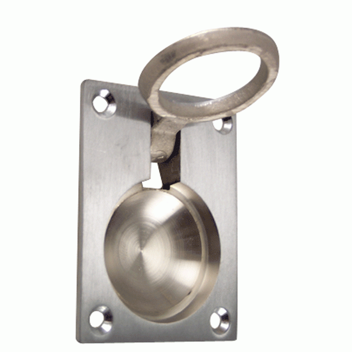 1 3/4 Inch Solid Brass Traditional Flush Ring Pull (Brushed Nickel) DELTANA