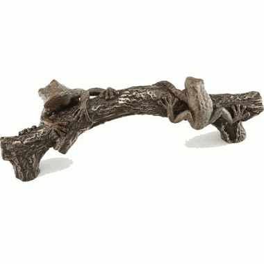 1 3/8 Inch (5 1/2 Inch c-c) Symphony Inlays Frog on a Log Pull (Pompeian Bronze Finish) SCHAUB