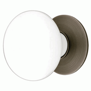 1 3/8 Inch Ice White Porcelain Cabinet Knob (Pewter Finish) EMTEK