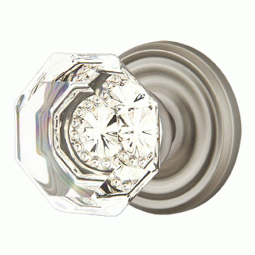 Emtek Crystal Old Town Clear Door Knob Set With Regular Rosette (Several Finish Options) EMTEK