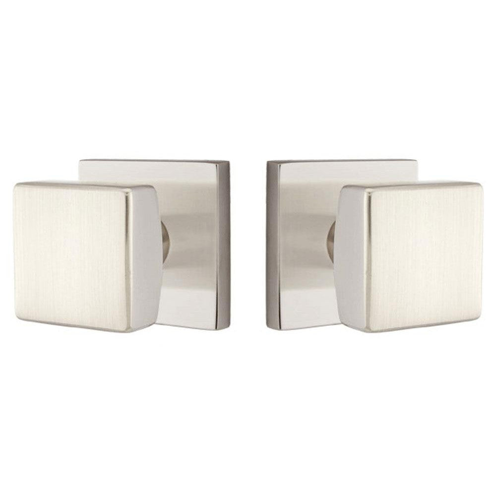 Emtek 510SQU Square Knob Brass Modern Knobset Satin Nickel Knobset EMTEK