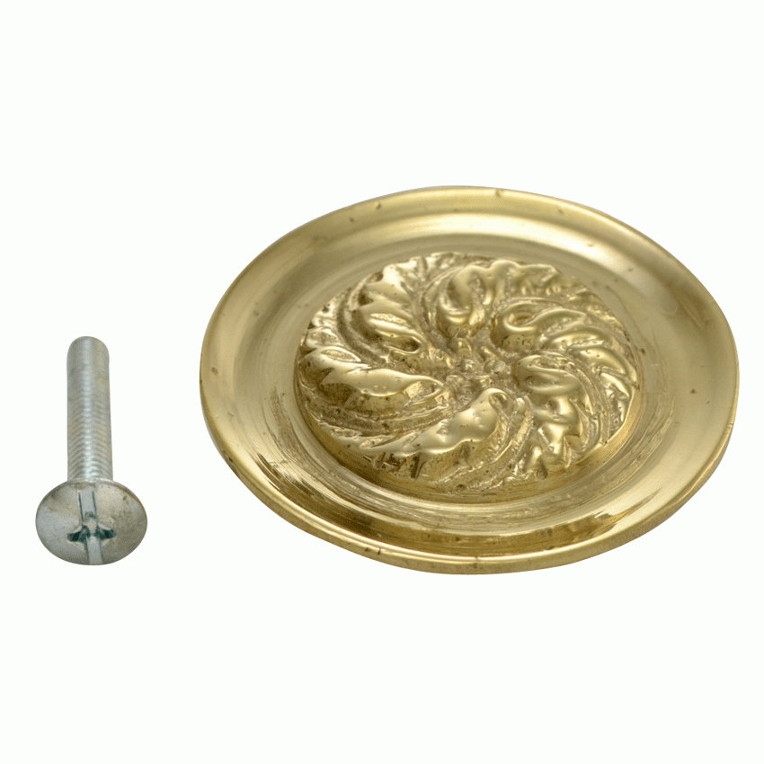 1 4/5 Inch Solid Brass Florid Leaf Knob (Lacquered Brass Finish) COPPER MOUNTAIN HARDWARE