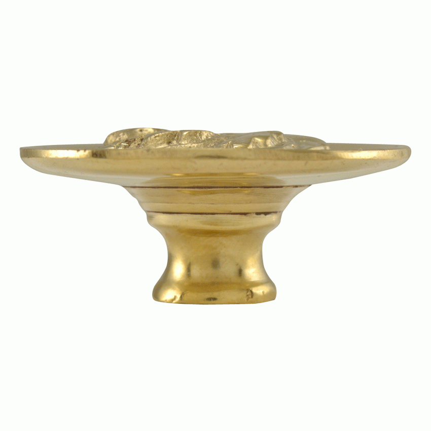 1 4/5 Inch Solid Brass Florid Leaf Knob (Lacquered Brass Finish) COPPER MOUNTAIN HARDWARE