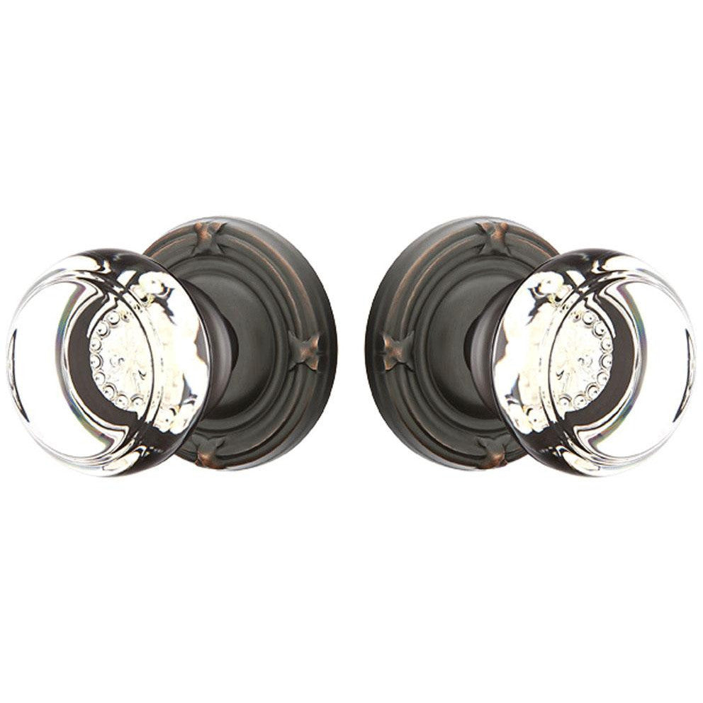 Emtek Crystal Georgetown Door Knob Set With Ribbon & Reed Rosette (Several Finish Options) EMTEK