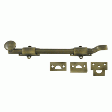 10 Inch Deltana Offset Heavy Duty Surface Bolt (Antique Brass Finish) DELTANA