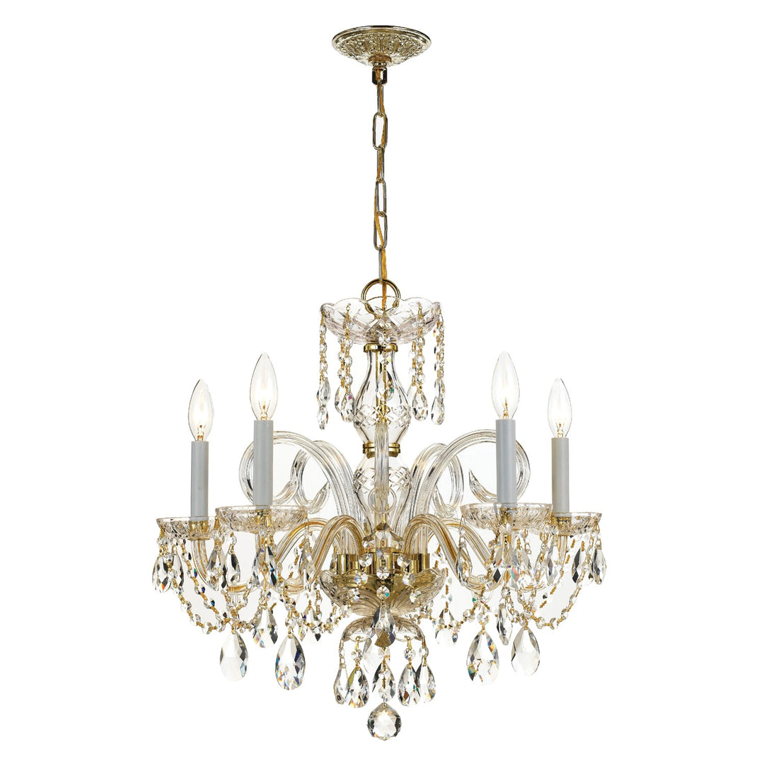 Traditional Crystal 5 Light Spectra Crystal Polished Brass Chandelier Crystorama