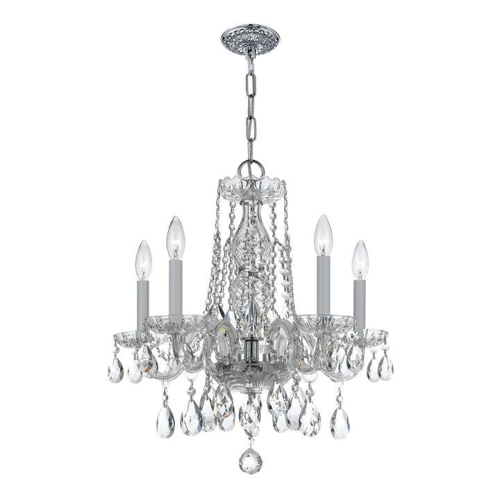 Traditional Crystal 5 Light Hand Cut Crystal Polished Chrome Chandelier Crystorama