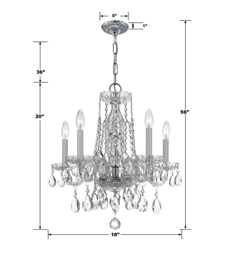 Traditional Crystal 5 Light Hand Cut Crystal Polished Chrome Chandelier Crystorama