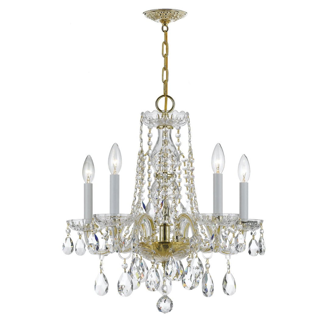 Traditional Crystal 5 Light Swarovski Strass Crystal Polished Brass Chandelier Crystorama