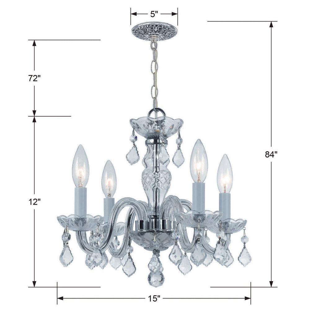 Traditional Crystal 4 Light Clear Italian Crystal Polished Chrome Mini Chandelier Crystorama