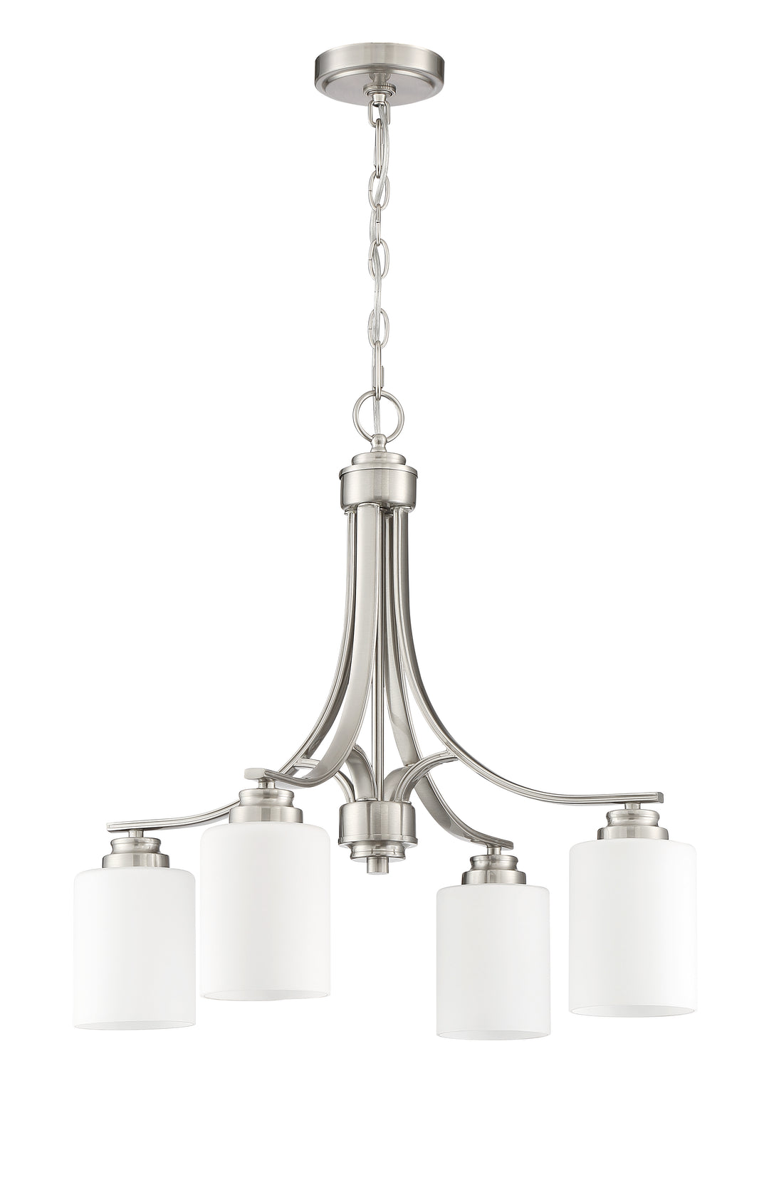 Bolden 4 Light Chandelier in Brushed Polished Nickel (White Glass) CRAFTMADE