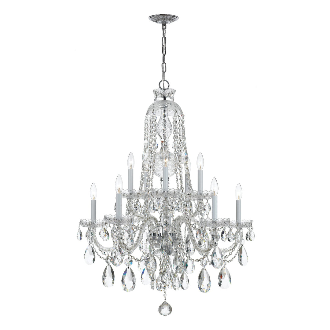 Traditional Crystal 10 Light Hand Cut Crystal Polished Chrome Chandelier Crystorama