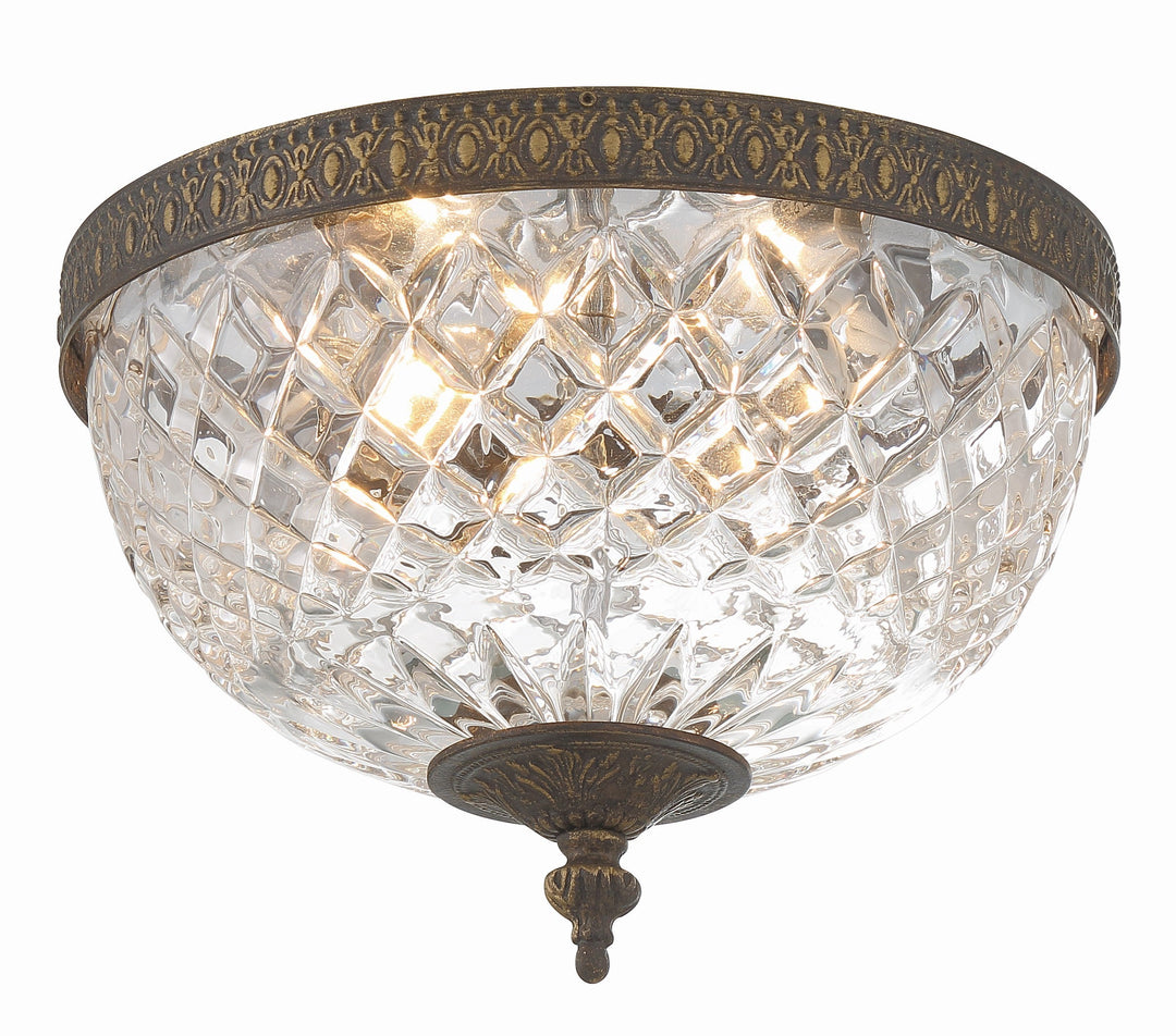 Crystorama 2 Light English Bronze Crystal Flush Mount Crystorama