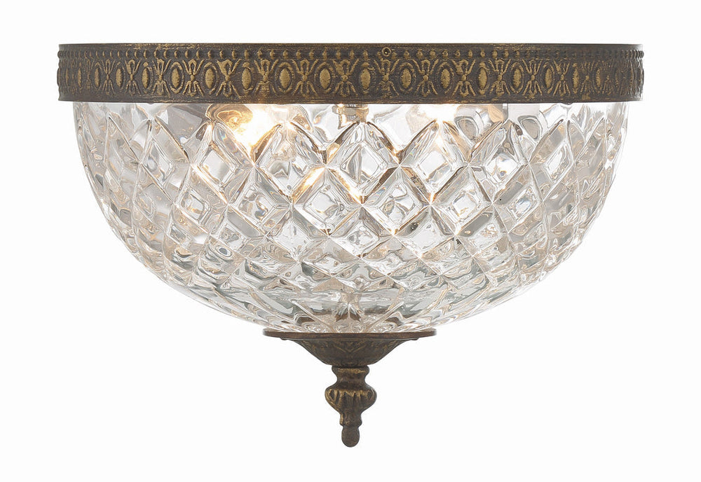 Crystorama 2 Light English Bronze Crystal Flush Mount Crystorama