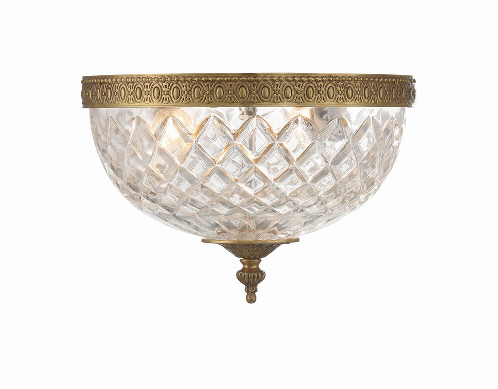 Crystorama 2 Light Olde Brass Crystal Flush Mount Crystorama