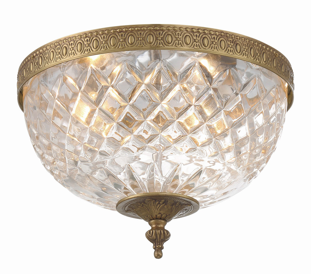 Crystorama 3 Light Olde Brass Crystal Flush Mount Crystorama