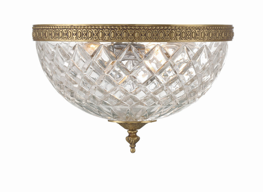 Crystorama 3 Light Olde Brass Crystal Flush Mount Crystorama