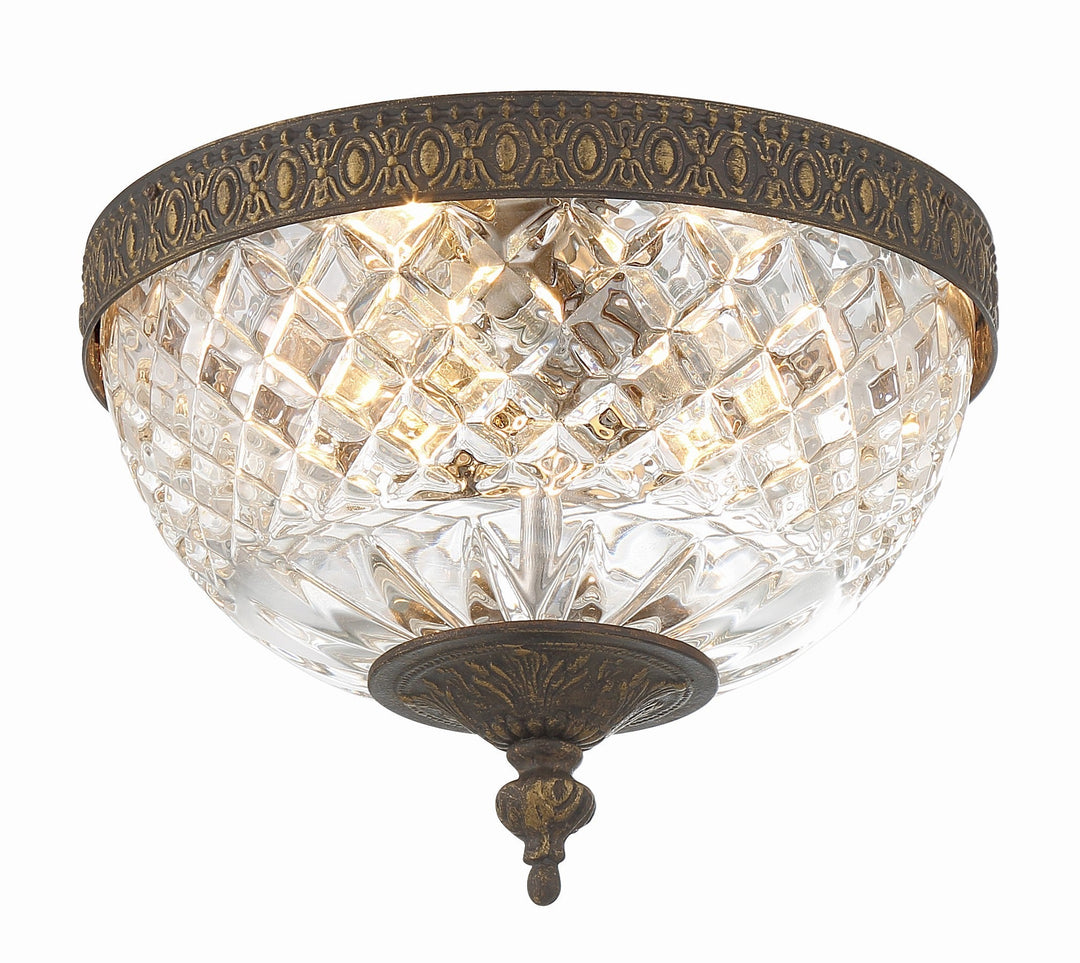 Crystorama 2 Light English Bronze Crystal Flush Mount Crystorama