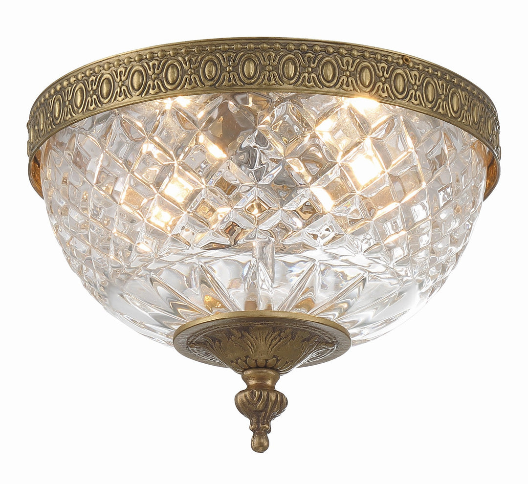 Crystorama 2 Light Olde Brass Crystal Flush Mount Crystorama