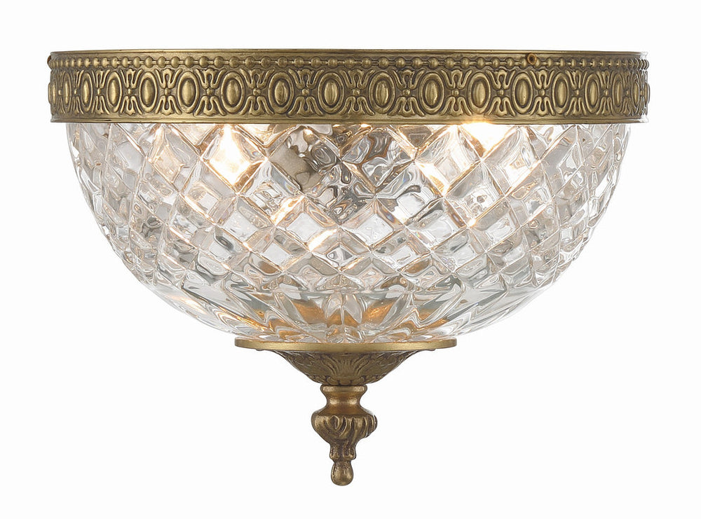 Crystorama 2 Light Olde Brass Crystal Flush Mount Crystorama