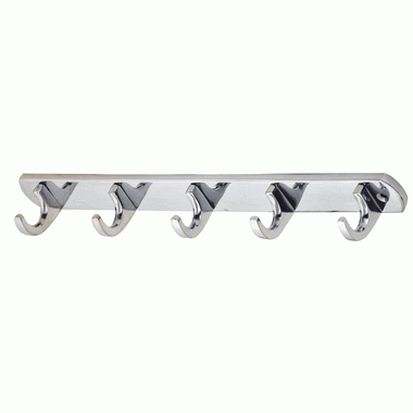 12 Inch 5 Hook Coat Rack (Polished Chrome Finish) COPPER MOUNTAIN HARDWARE